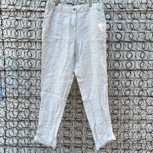Lands’ End 12T Mid Rise Straight Leg Roll Tab Linen Pants